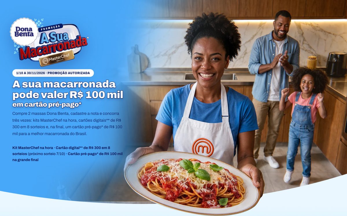 Promoção Dona Benta, a sua macarronada MasterChef