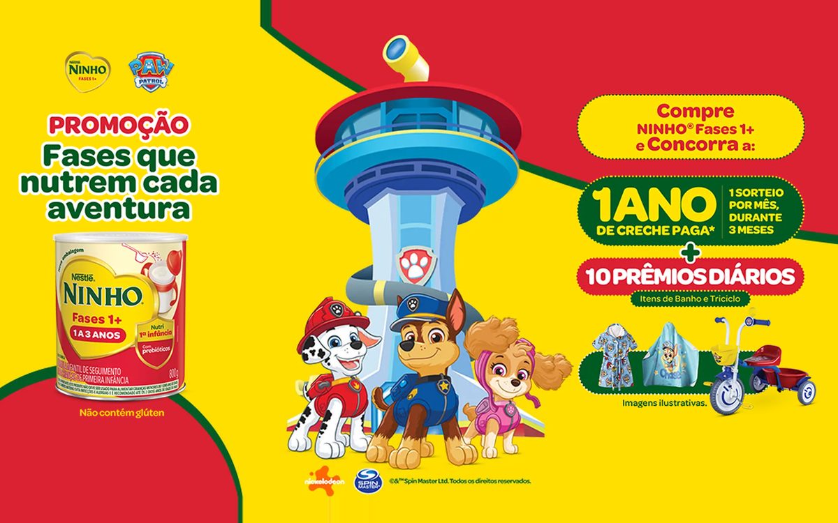 Promoção Fases que Nutrem Cada Aventura (Ninho Fases 1+ e Patrulha Canina)